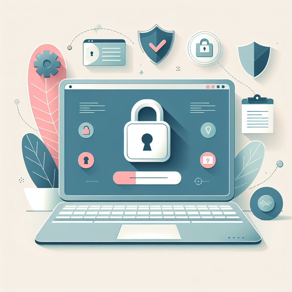 Ilustração de um laptop com um cadeado ilustrando segurança digital.