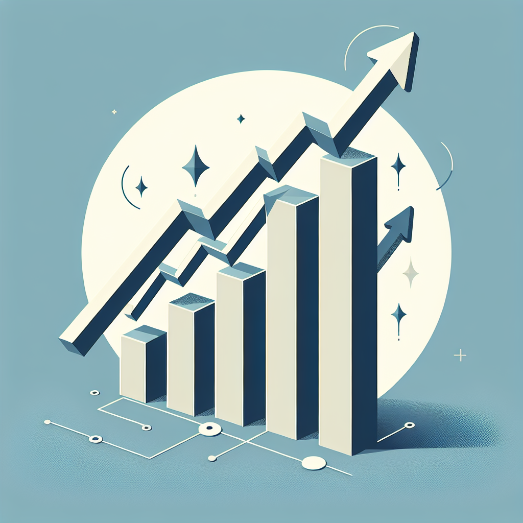 Gráfico de barras representando crescimento empresarial em ilustração minimalista.