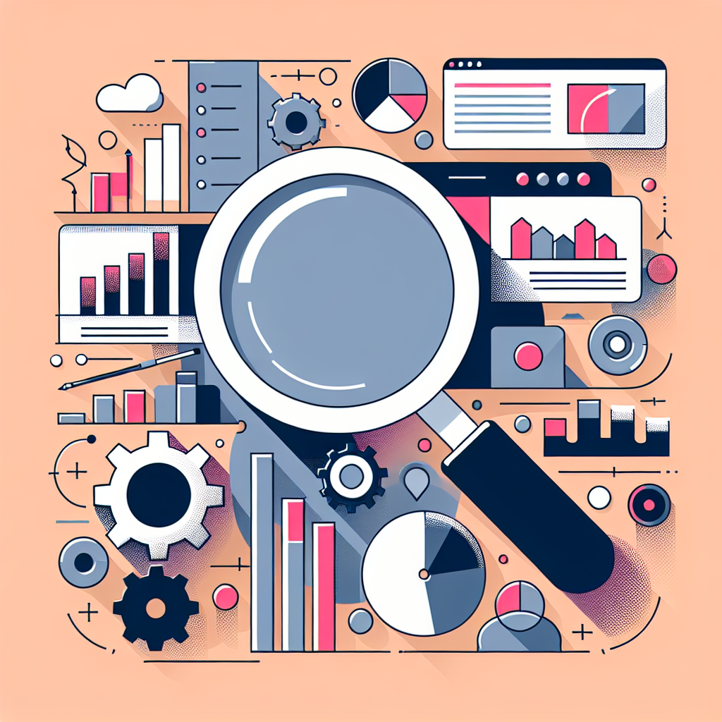Ilustração vetorial minimalista sobre otimização de sites.