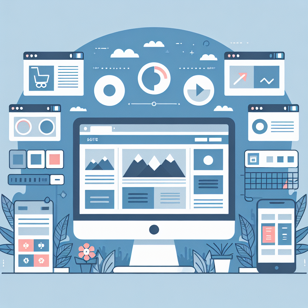 Ilustração vetorial de um computador com um layout de site intuitivo.