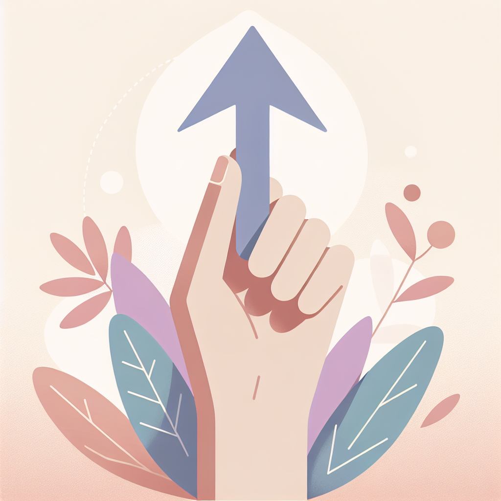 Ilustração de uma mão segurando uma seta apontando para cima, simbolizando o crescimento de cliques.